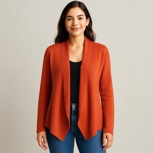 Boden Rust Orange Wool Wrap Cardigan Size 10